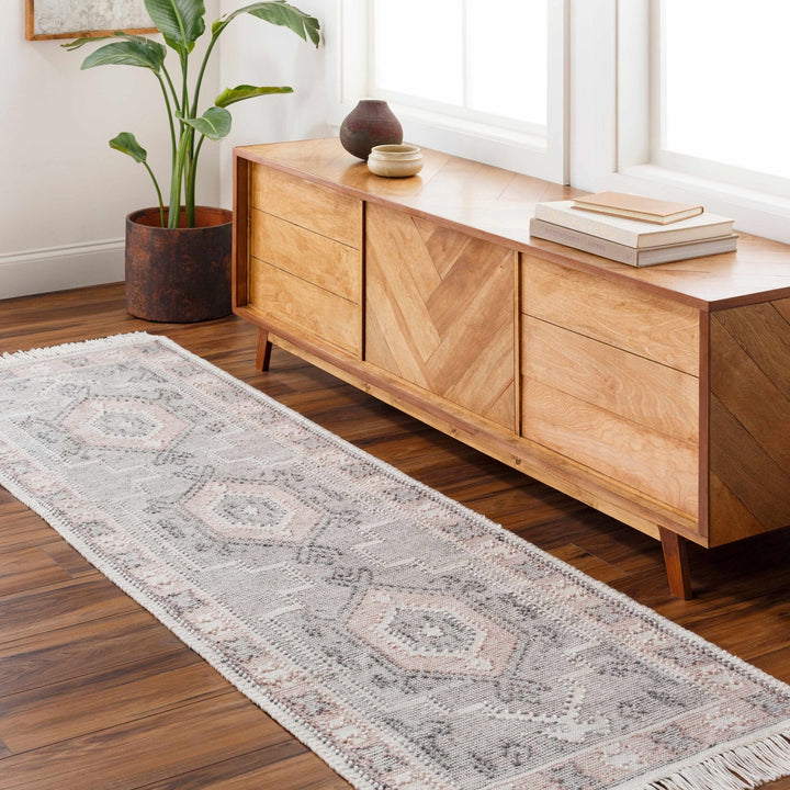 Sosa Traditional Tribal Gray And Peach Area Rug - The Rug Decor