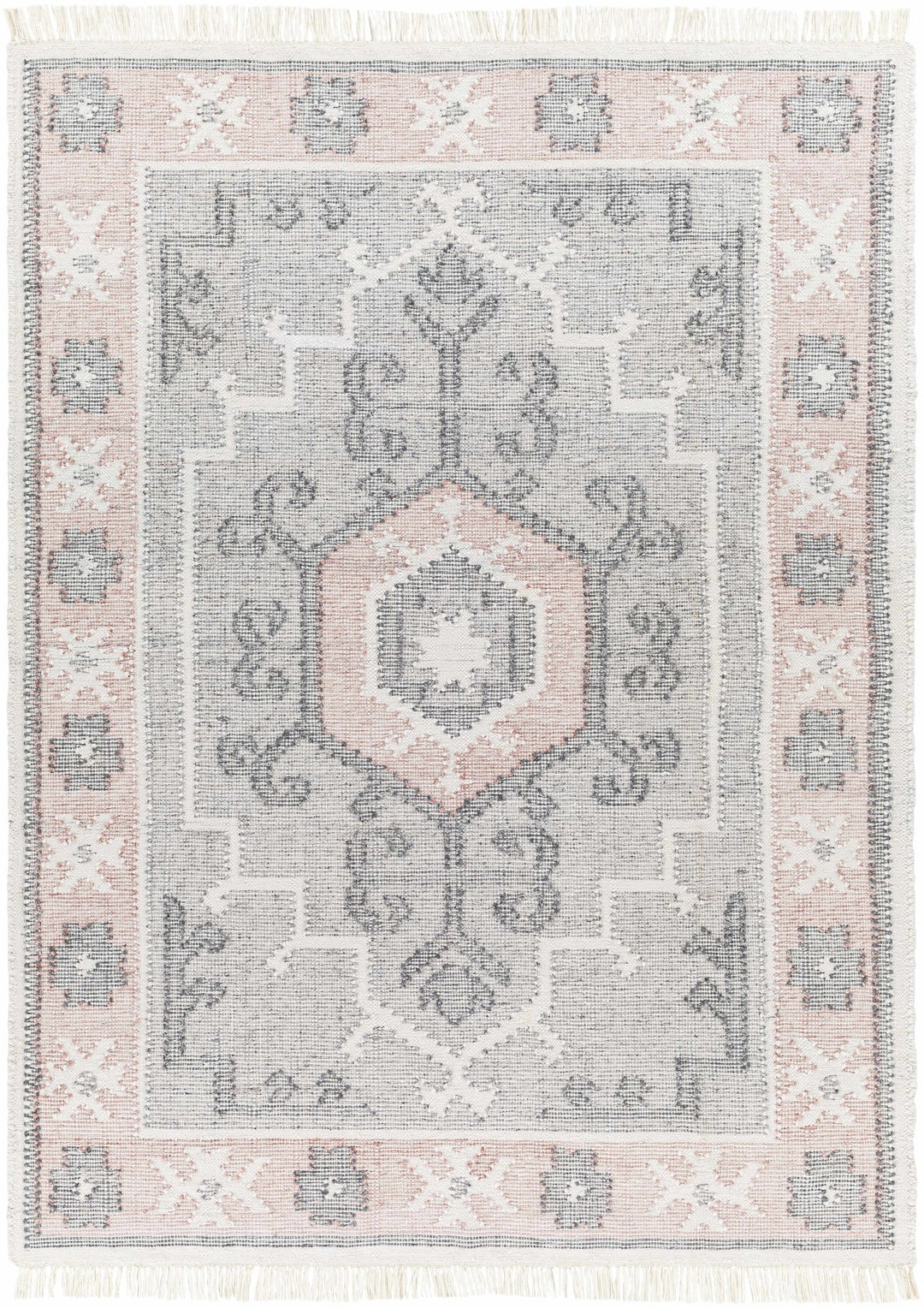 Sosa Traditional Tribal Gray And Peach Area Rug - The Rug Decor