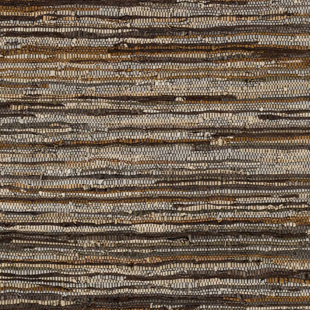 Southwestern Gray And Brown Hand Woven Leather Area Rug - The Rug Decor