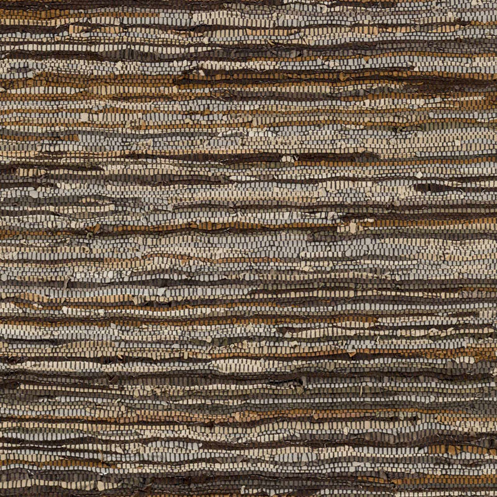 Southwestern Gray And Brown Hand Woven Leather Area Rug - The Rug Decor