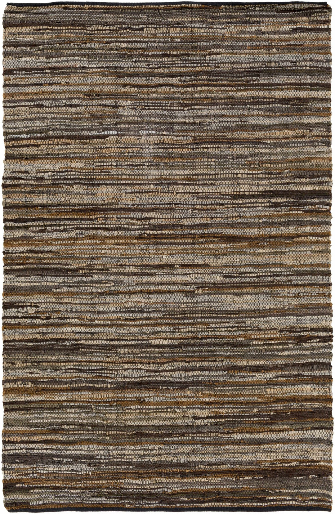 Southwestern Gray And Brown Hand Woven Leather Area Rug - The Rug Decor