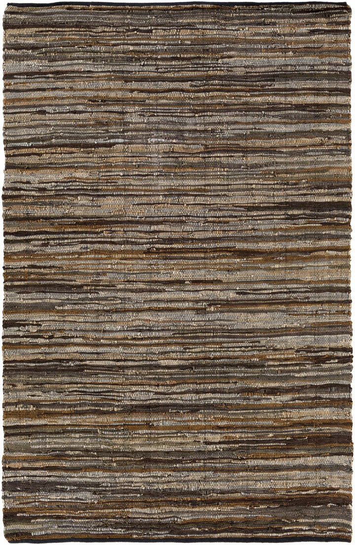 Southwestern Gray And Brown Hand Woven Leather Area Rug - The Rug Decor