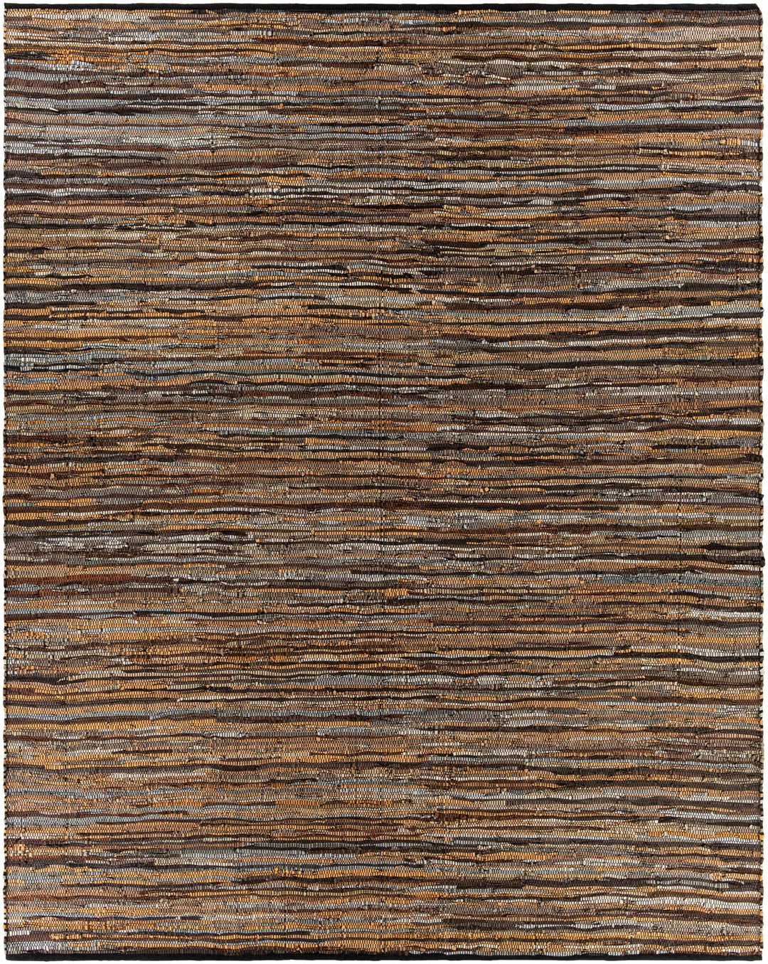 Southwestern Gray And Brown Hand Woven Leather Area Rug - The Rug Decor