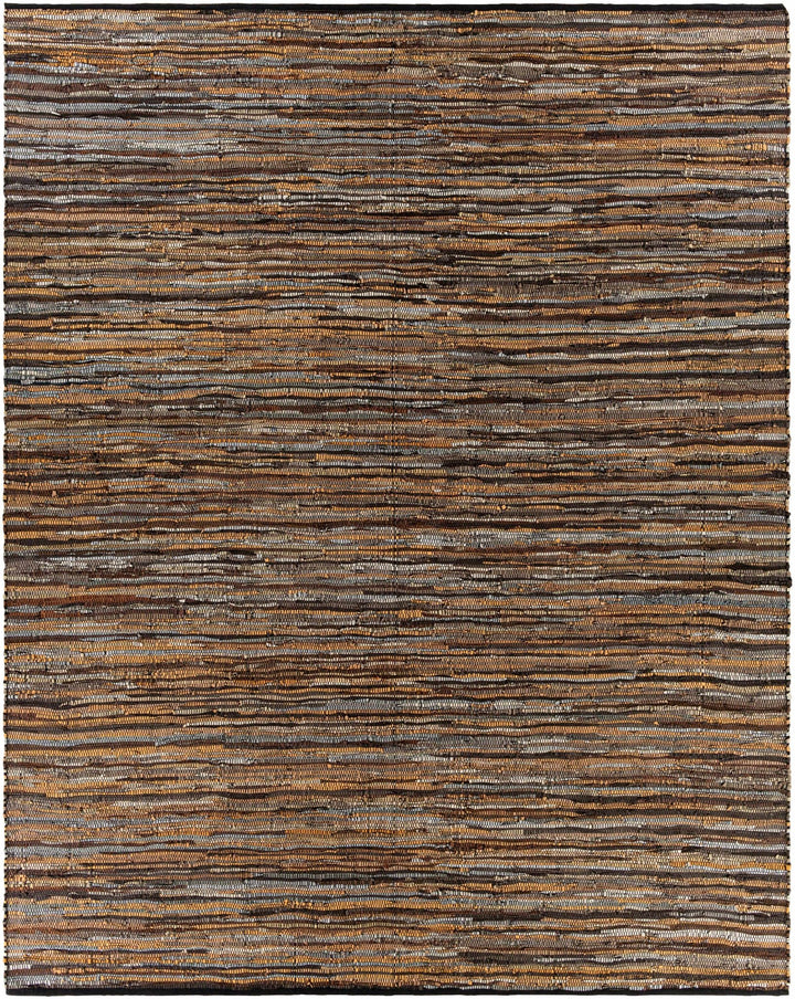 Southwestern Gray And Brown Hand Woven Leather Area Rug - The Rug Decor