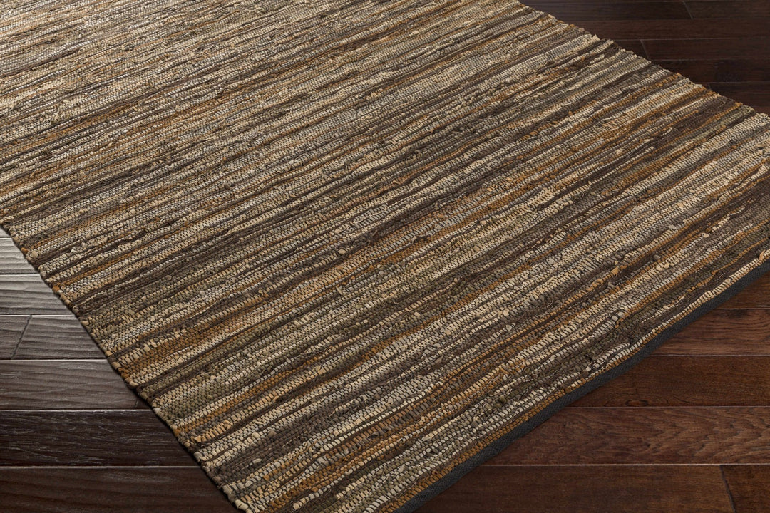 Southwestern Gray And Brown Hand Woven Leather Area Rug - The Rug Decor