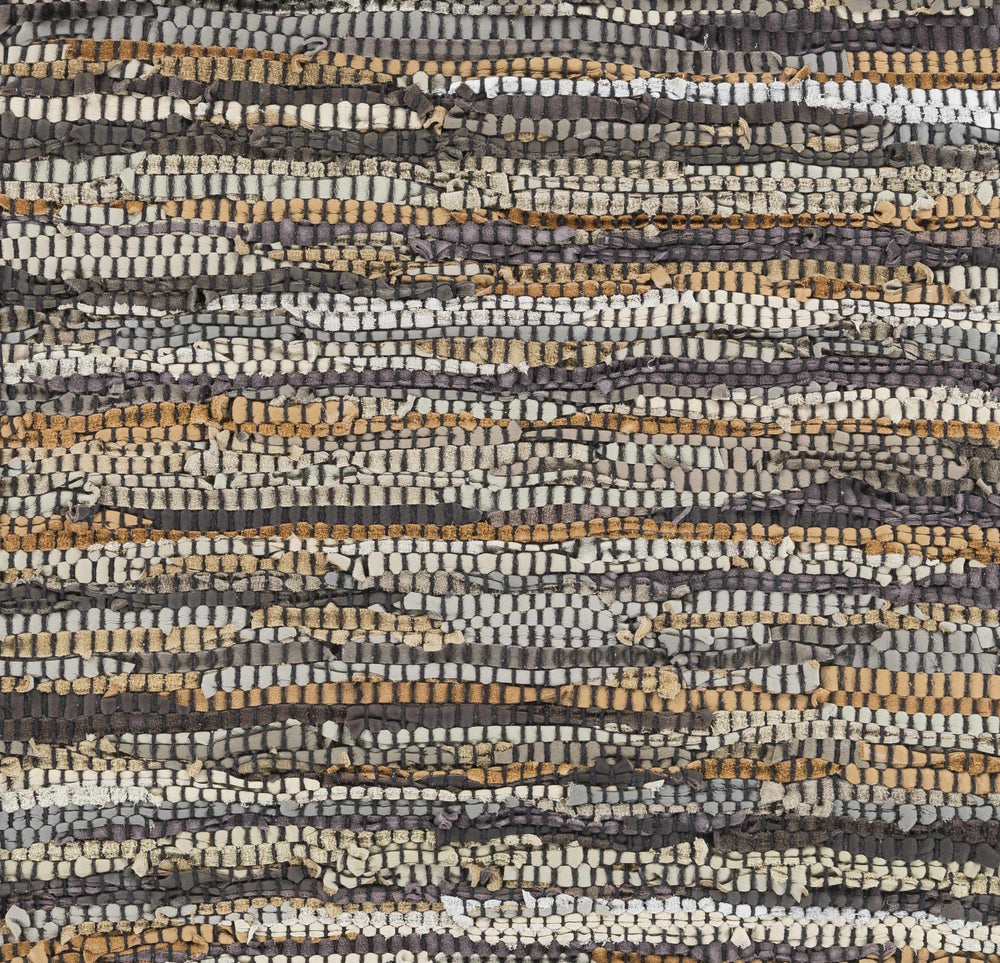 Southwestern Gray And Brown Hand Woven Leather Area Rug - The Rug Decor