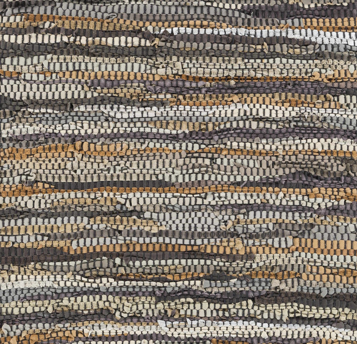 Southwestern Gray And Brown Hand Woven Leather Area Rug - The Rug Decor