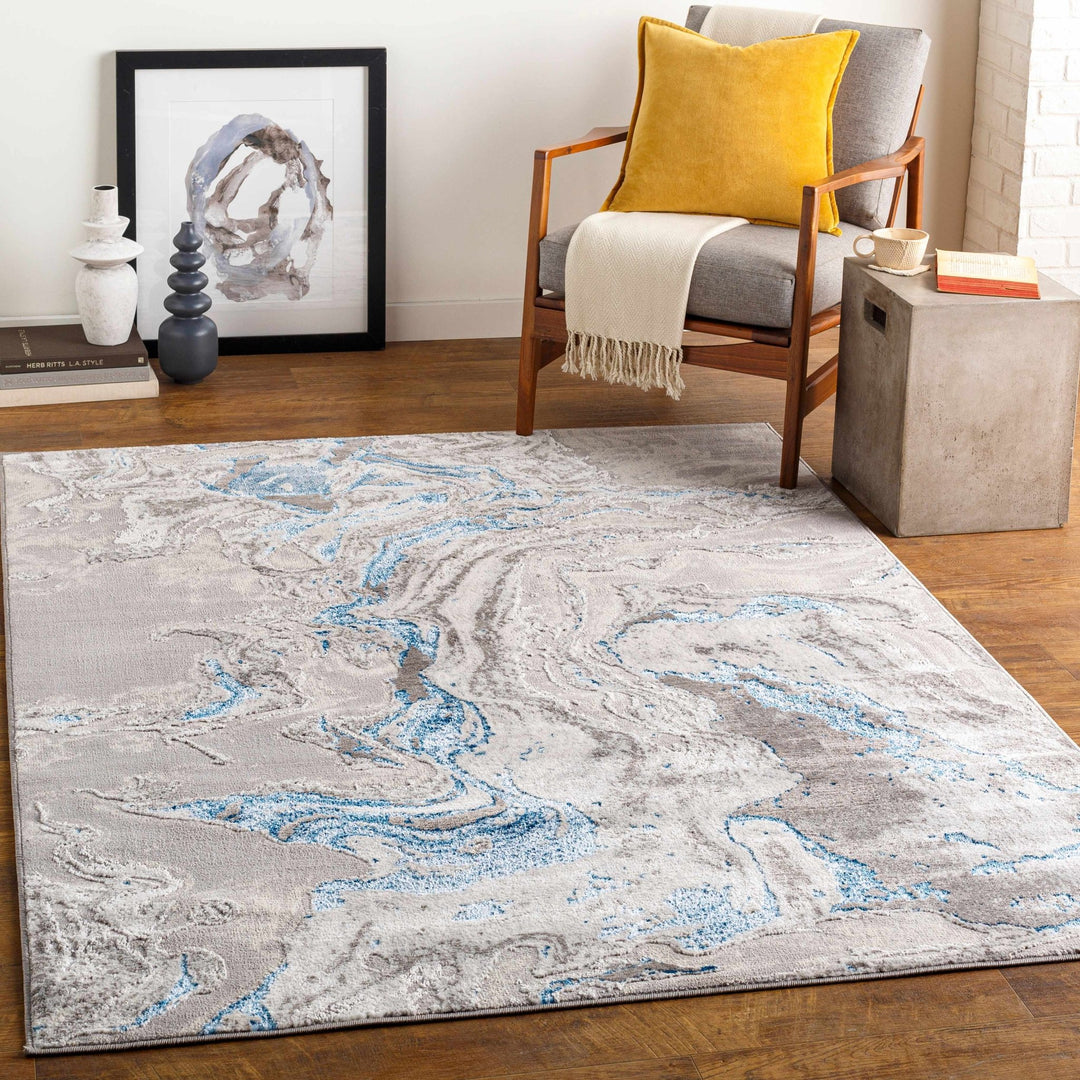 Speldhurst Gray And Blue Modern Abstract Design Area Rug - The Rug Decor