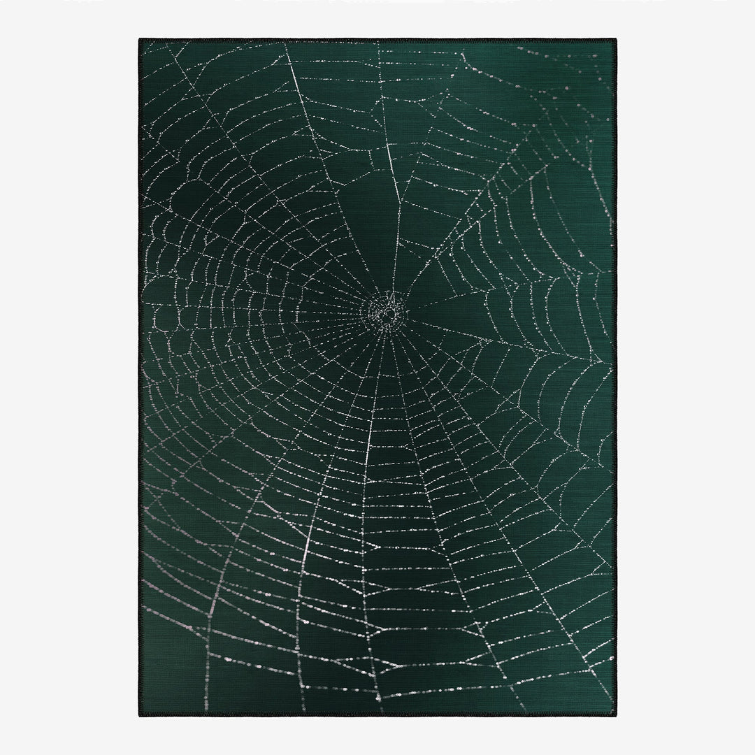 Spider Halloween Green Machine Washable Cotton Rug - The Rug Decor