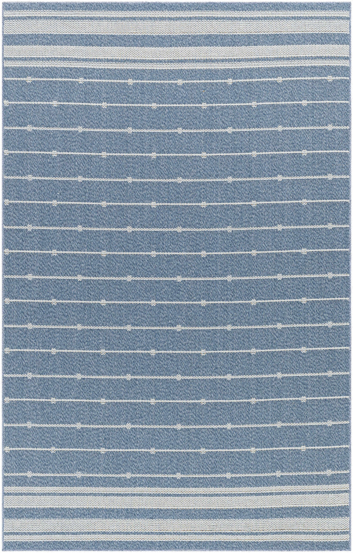 Palma Modern Stripe Pattern Blue Outdoor Area Rug