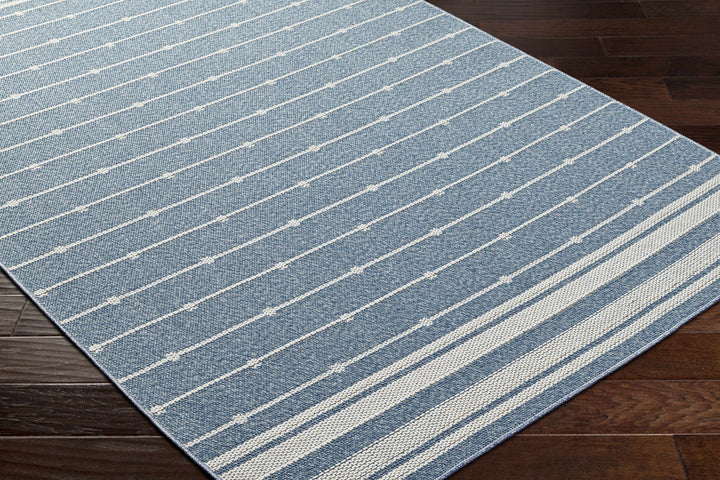 Palma Modern Stripe Pattern Blue Outdoor Area Rug