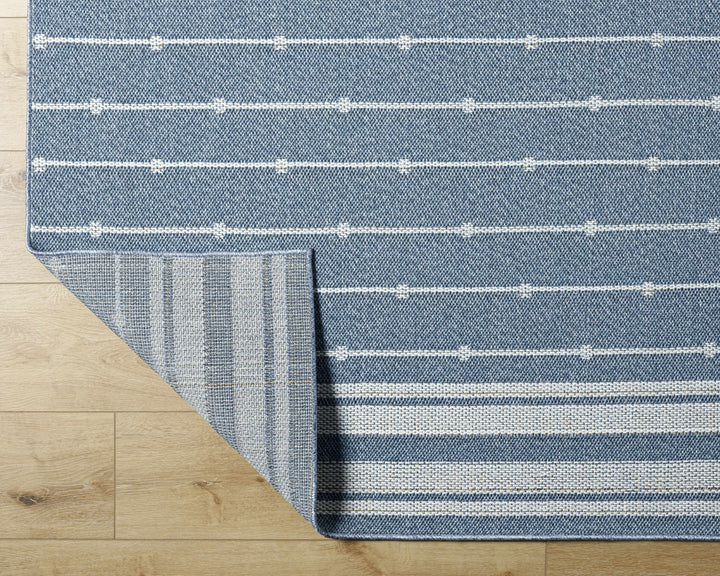Palma Modern Stripe Pattern Blue Outdoor Area Rug
