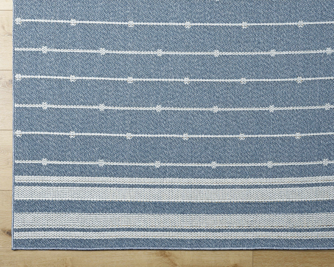 Palma Modern Stripe Pattern Blue Outdoor Area Rug