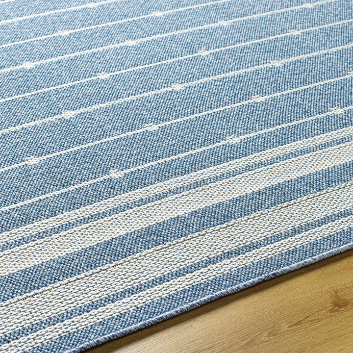 Palma Modern Stripe Pattern Blue Outdoor Area Rug