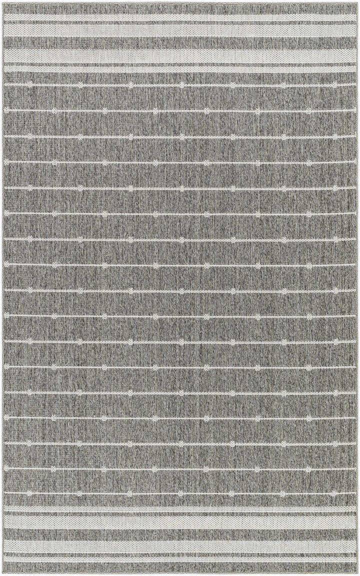 Palma Modern Stripe Pattern Ivory And Gray Outdoor Area Rug