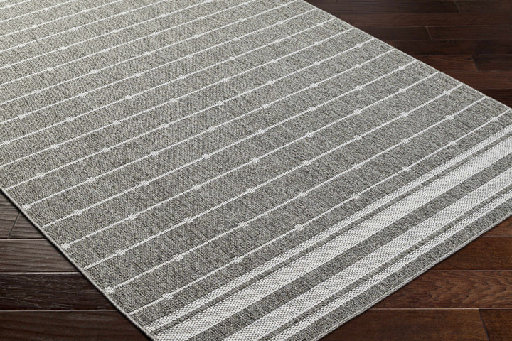 Palma Modern Stripe Pattern Ivory And Gray Outdoor Area Rug