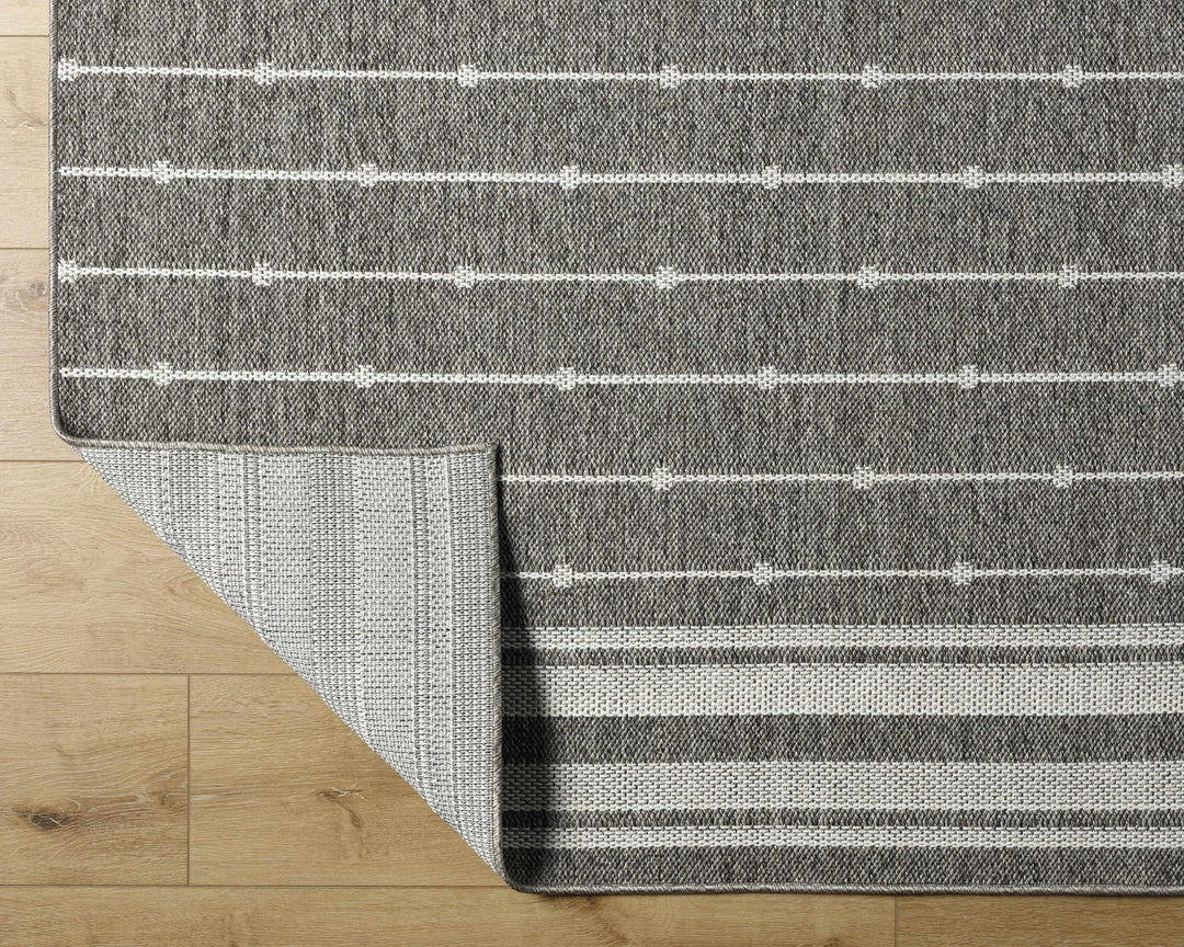 Palma Modern Stripe Pattern Ivory And Gray Outdoor Area Rug