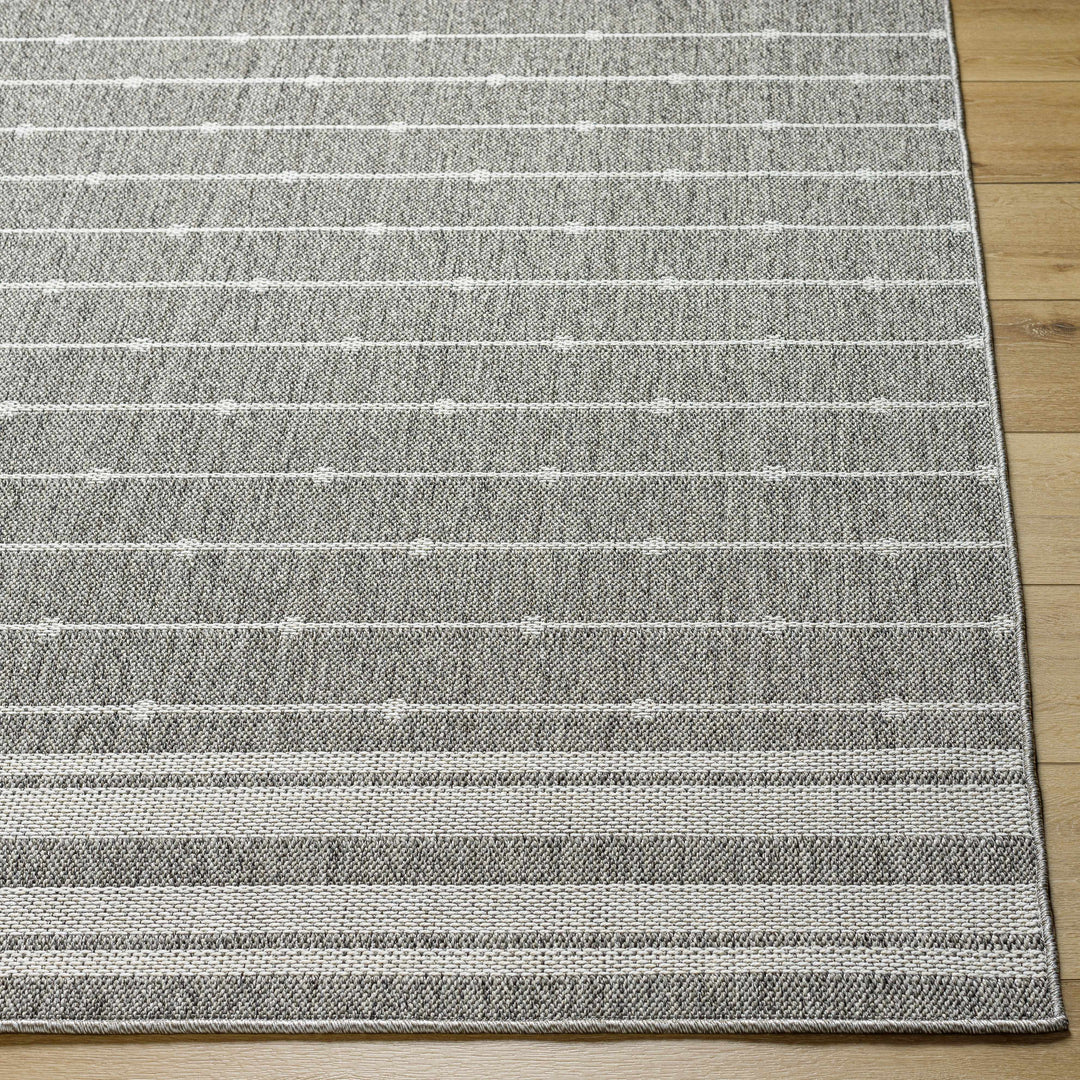 Palma Modern Stripe Pattern Ivory And Gray Outdoor Area Rug
