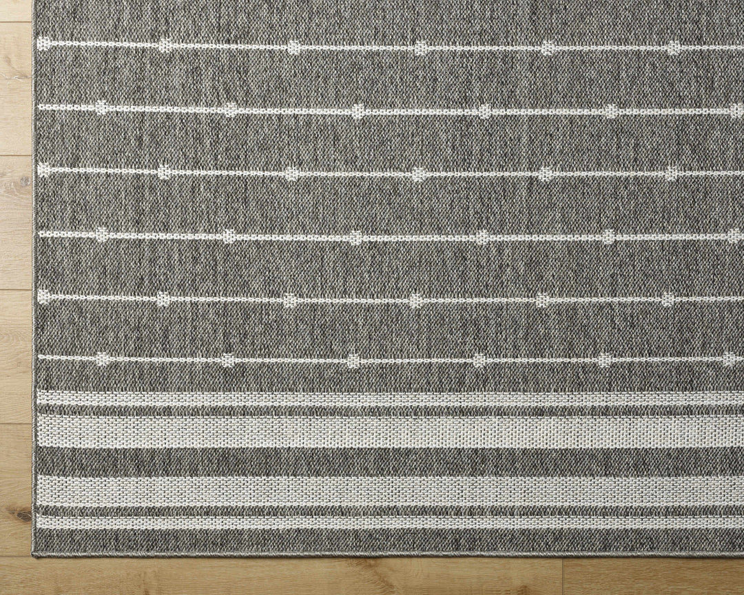 Palma Modern Stripe Pattern Ivory And Gray Outdoor Area Rug