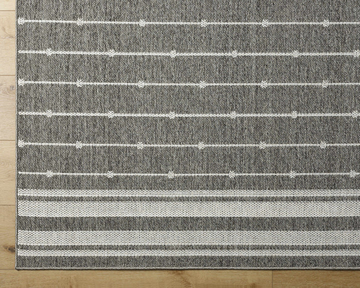 Palma Modern Stripe Pattern Ivory And Gray Outdoor Area Rug
