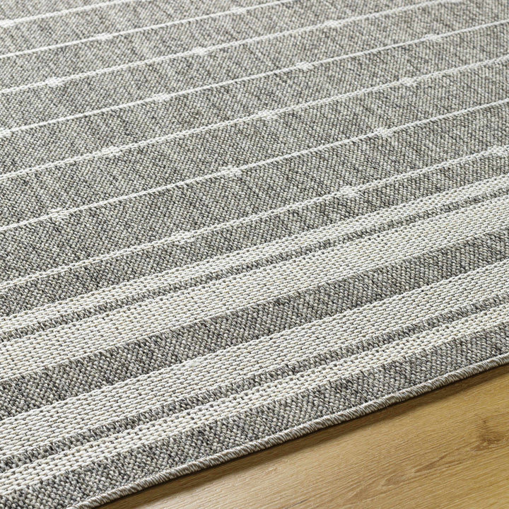 Palma Modern Stripe Pattern Ivory And Gray Outdoor Area Rug