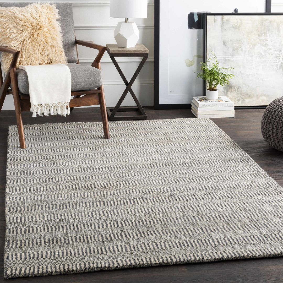 Spencerport Contemporary Style Beige And Gray Hand Loomed Area Rug