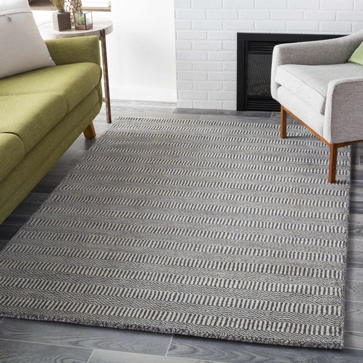 Spencerport Contemporary Style Beige And Gray Hand Loomed Area Rug