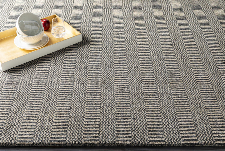 Spencerport Contemporary Style Beige And Gray Hand Loomed Area Rug