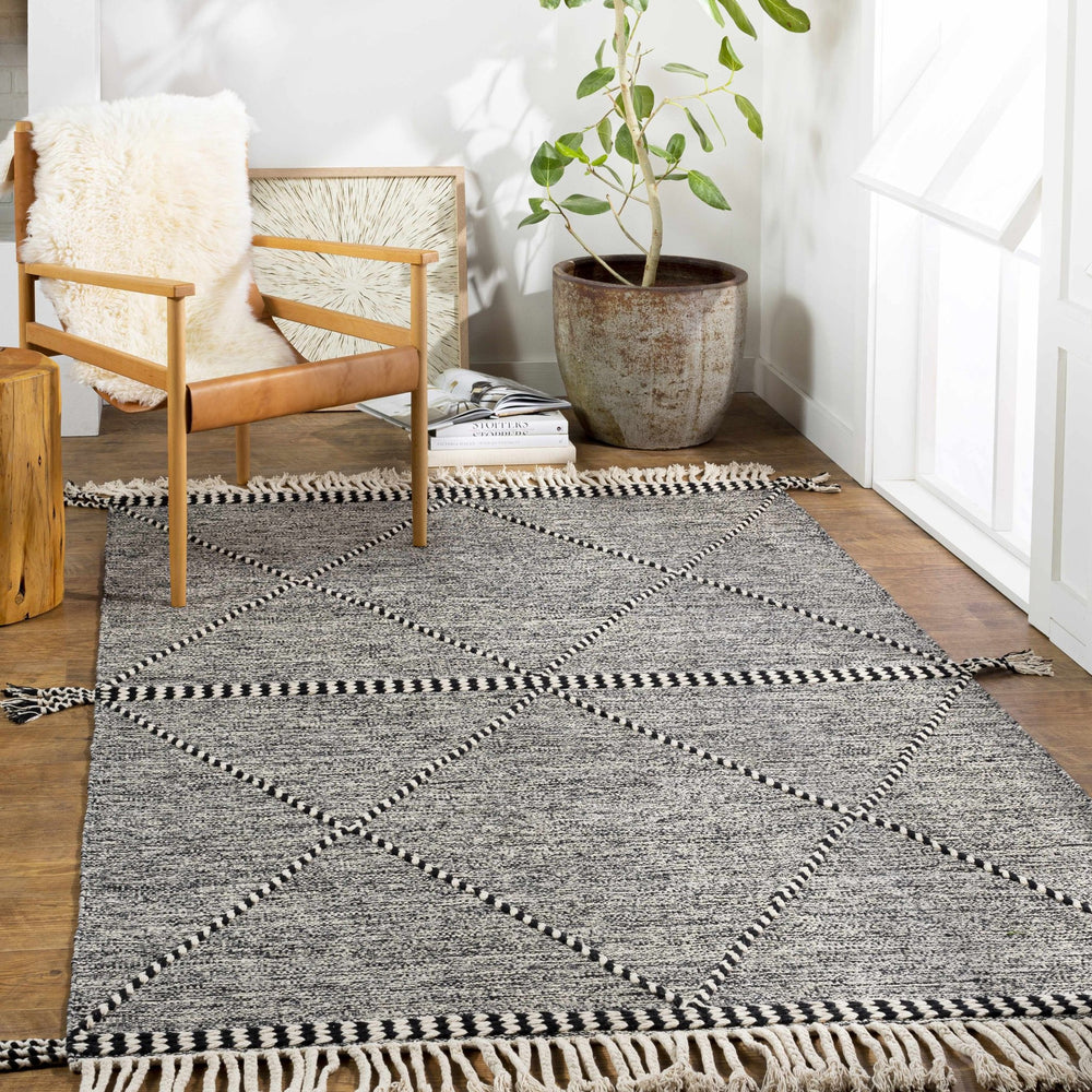 Spottswood Black And Ivory Modern Style Hand Woven Area Rug - The Rug Decor