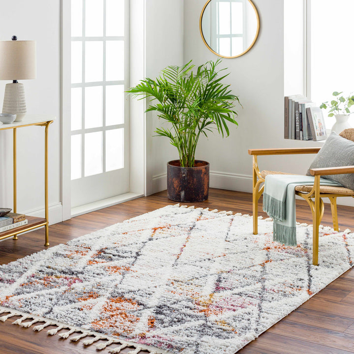 Atish Bohemian Style Ivory And Gray Area Rug