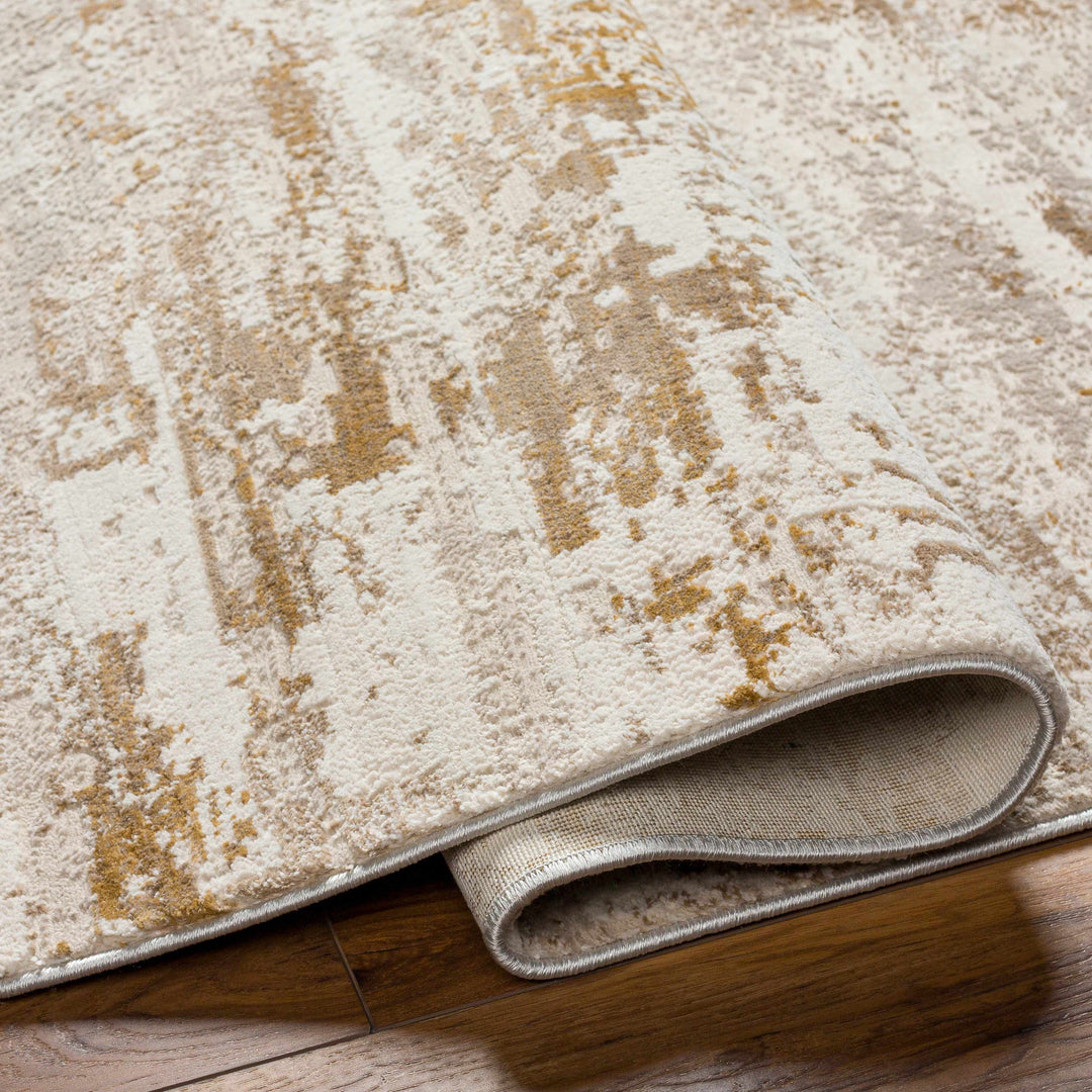 Hudd Contemporary Abstract Beige And Camel Rug