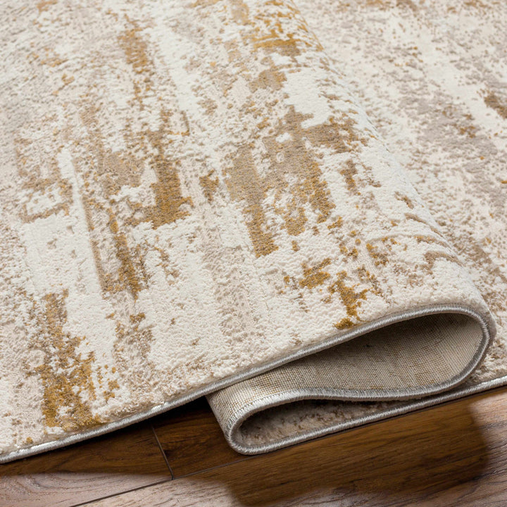 Hudd Contemporary Abstract Beige And Camel Rug