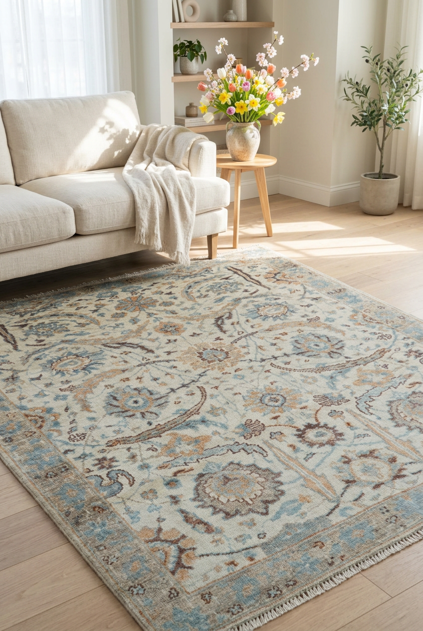 Spring mobile banner using your Ivory and Camel rug