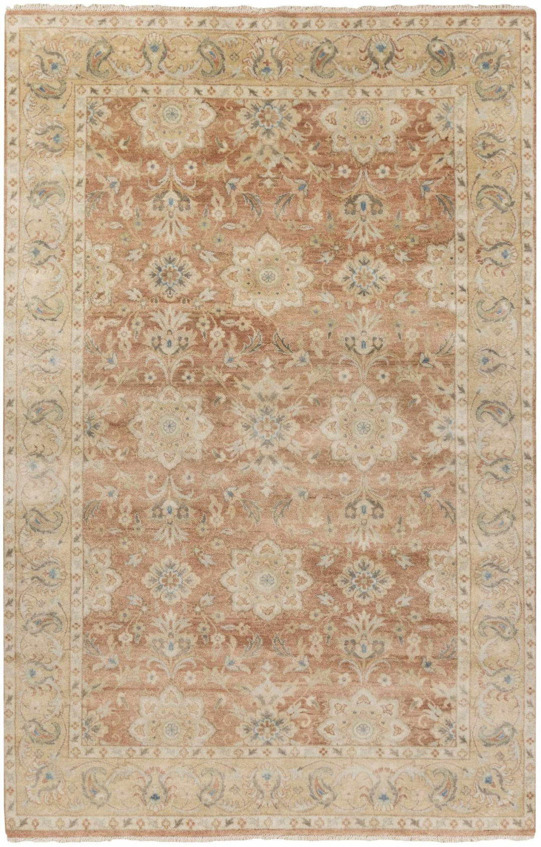 Springerville Traditional Floral Design Beige And Rust Area Rug - The Rug Decor