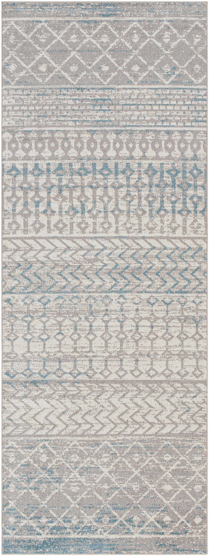 Tambac Gray And Blue Bohemian Style Washable Area Rug