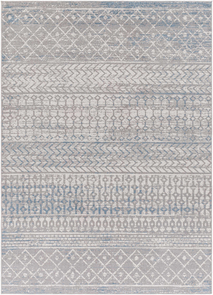 Tambac Gray And Blue Bohemian Style Washable Area Rug