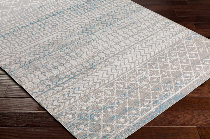 Tambac Gray And Blue Bohemian Style Washable Area Rug