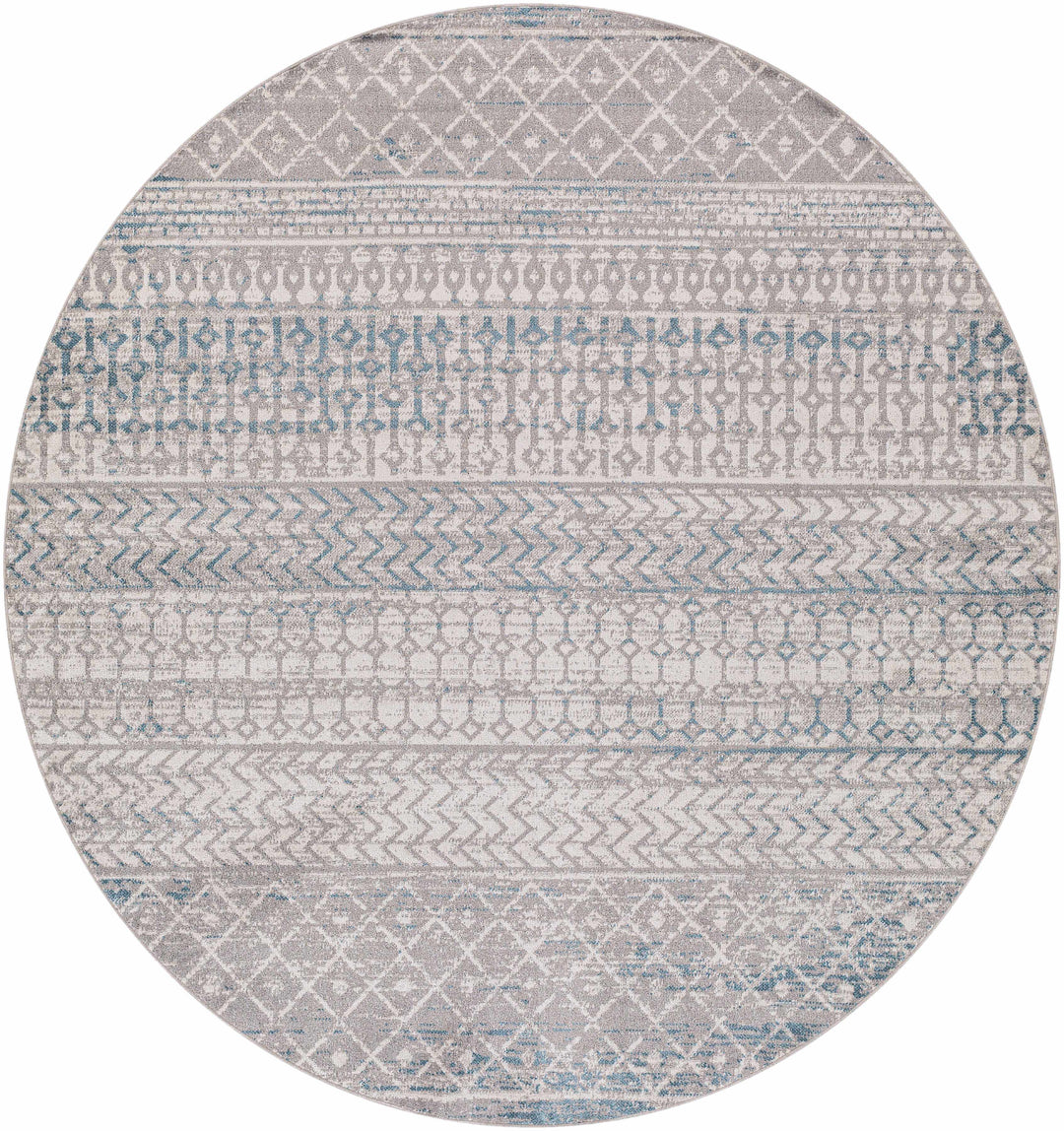 Tambac Gray And Blue Bohemian Style Washable Area Rug