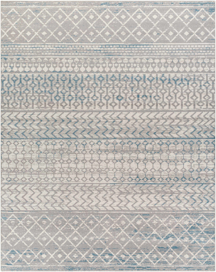 Tambac Gray And Blue Bohemian Style Washable Area Rug