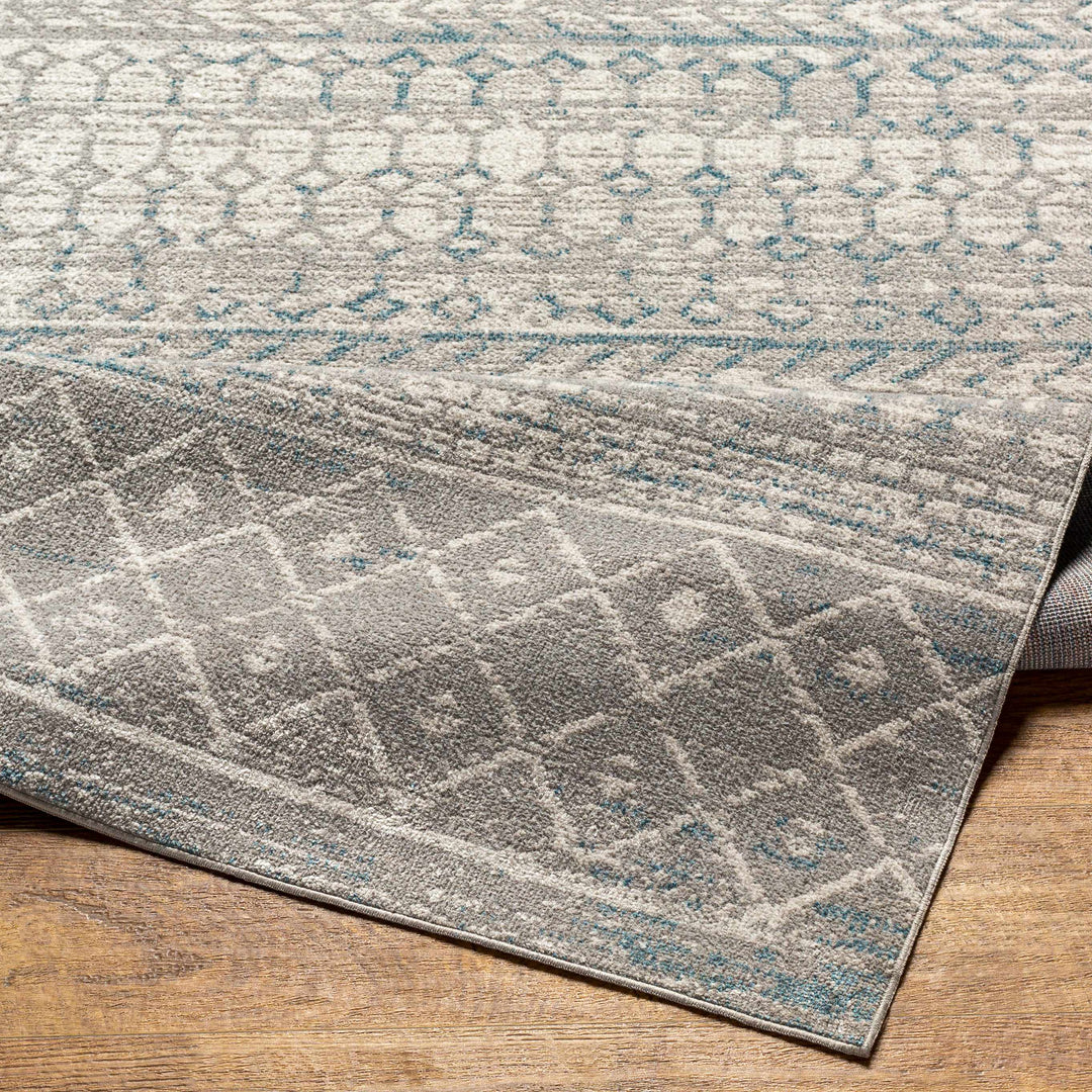 Tambac Gray And Blue Bohemian Style Washable Area Rug