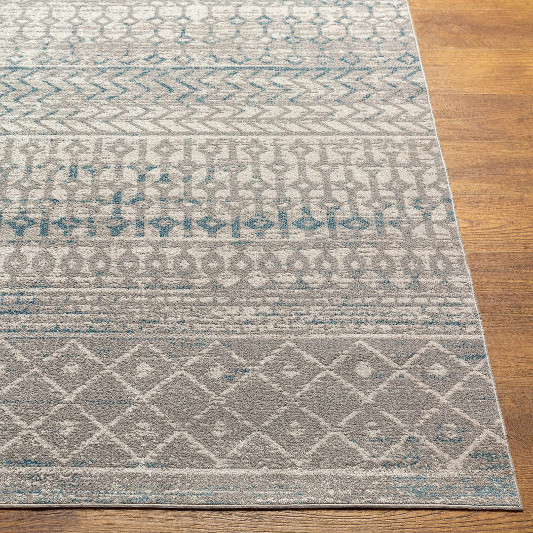 Tambac Gray And Blue Bohemian Style Washable Area Rug