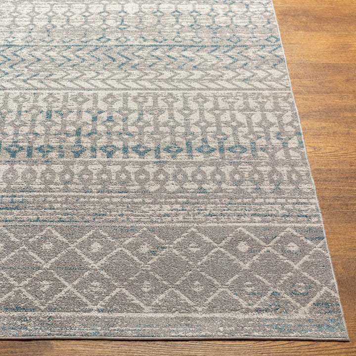 Tambac Gray And Blue Bohemian Style Washable Area Rug
