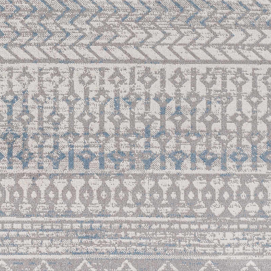 Tambac Gray And Blue Bohemian Style Washable Area Rug