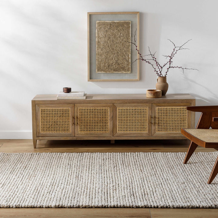 Olisa Modern Style Beige Hand Woven Wool Area Rug