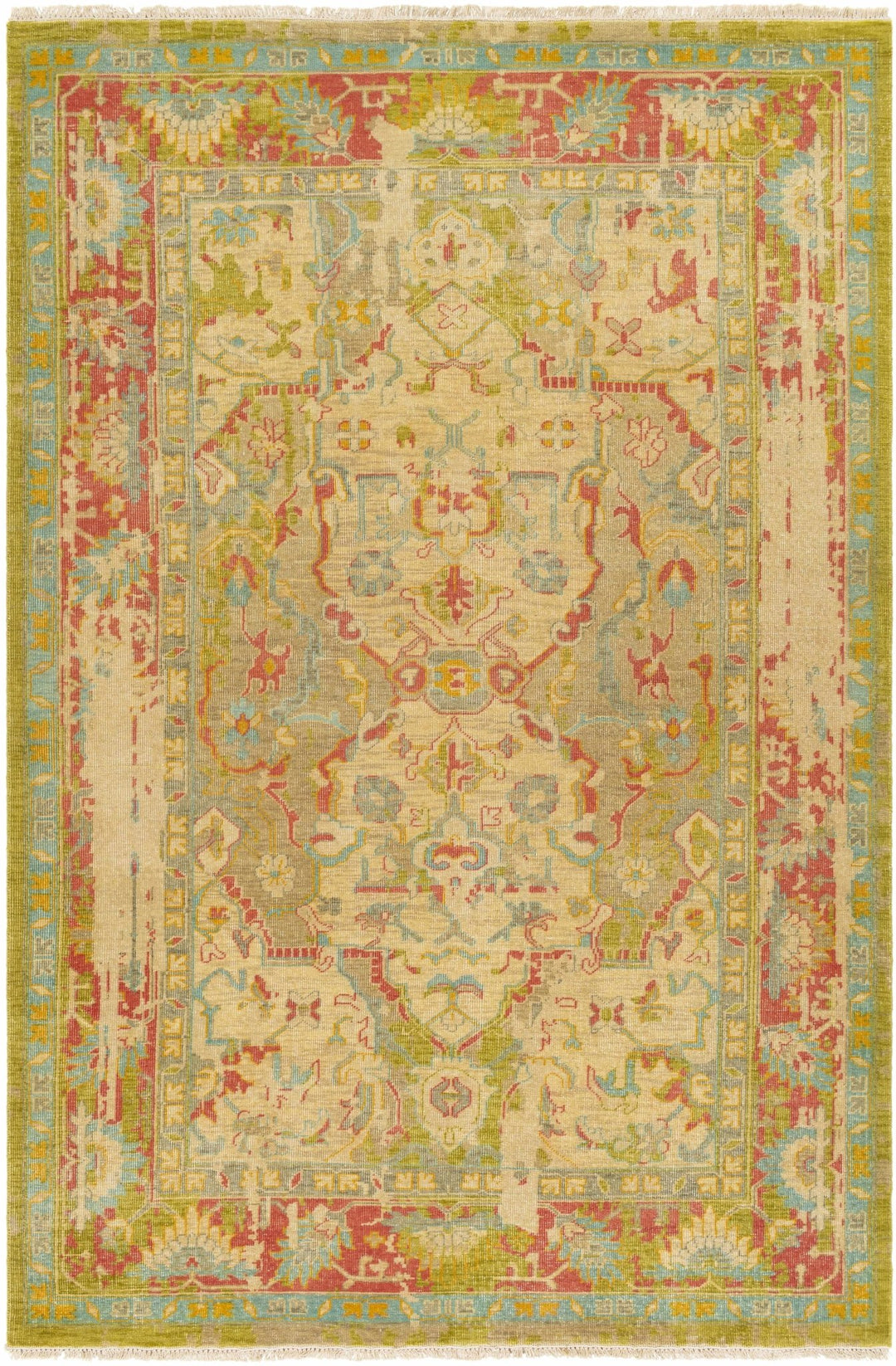 Spurger Transitional Style Olive Hand Knotted Wool Rug - The Rug Decor