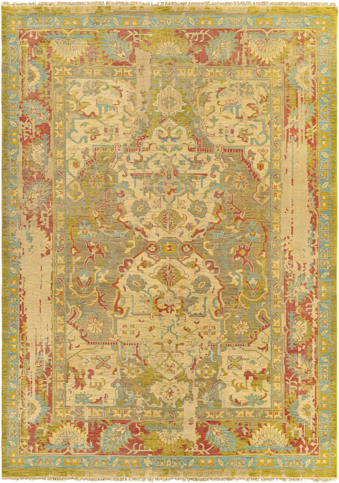 Spurger Transitional Style Olive Hand Knotted Wool Rug - The Rug Decor