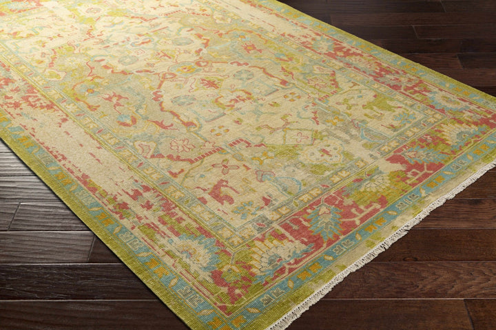 Spurger Transitional Style Olive Hand Knotted Wool Rug - The Rug Decor