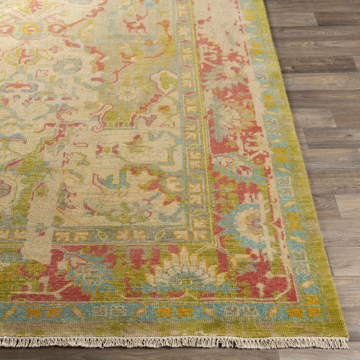 Spurger Transitional Style Olive Hand Knotted Wool Rug - The Rug Decor