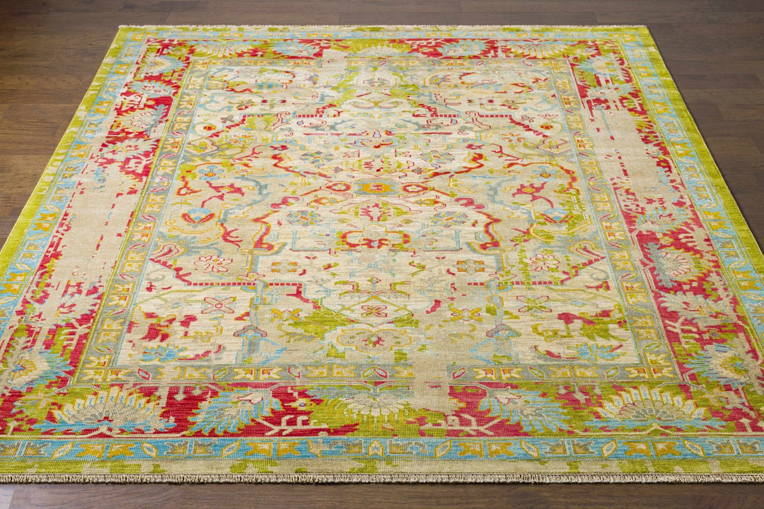 Spurger Transitional Style Olive Hand Knotted Wool Rug - The Rug Decor