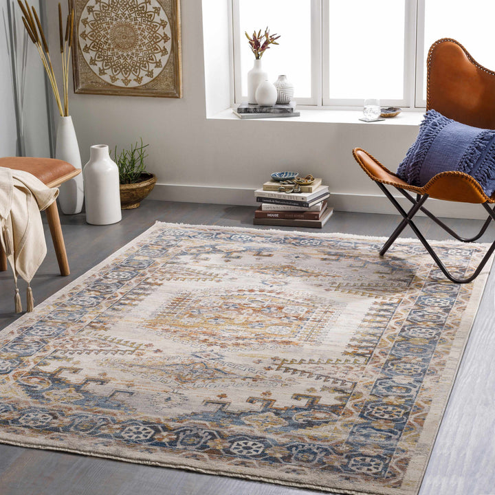 Espy Traditional Beige And Blue Area Rug